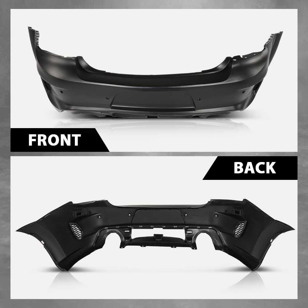 G-PLUS Rear Bumper Cover w/Holes Compatible with Dodge Charger 2020 2021 2022 2023, 68488292AA, CH1100A56, Primed Black