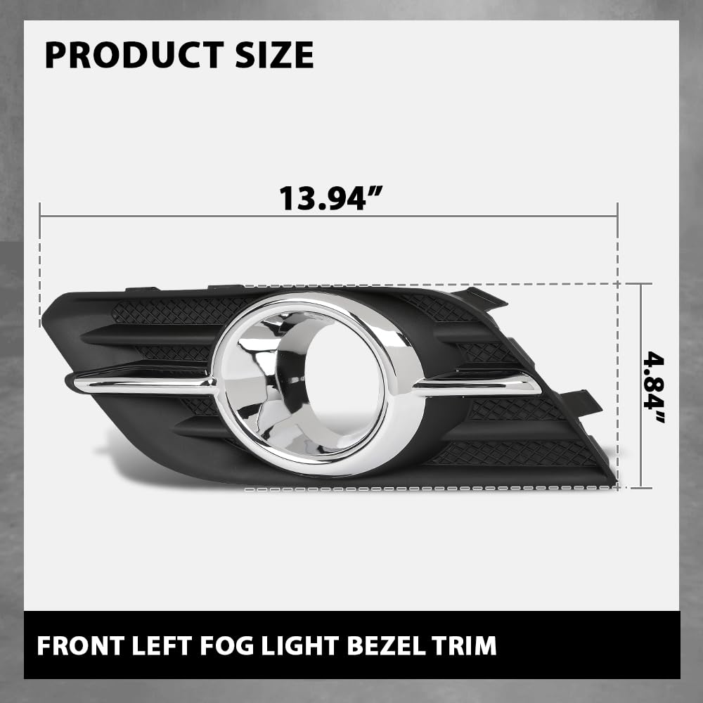 G-PLUS Front Left Driver Bumper Insert Fog Light Bezel Trim Compatible with Buick Encore 2013 2014 2015 2016 GM1038172, 95470236 Chrome Black