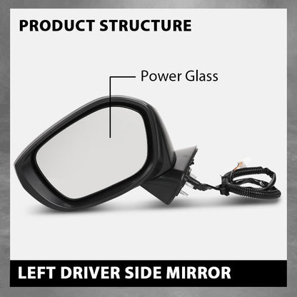G-PLUS Power Mirror w/ 3-Pin Left Driver Side Compatible with Honda Civic LX/Sport 2022-2023 Manual Folding 76258T20A01-PFM HO1320350 Glossy Black