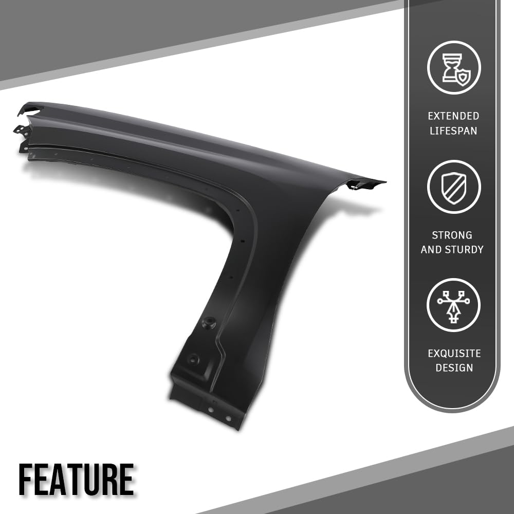 G-PLUS Front Driver Left Side Fender Compatible with Chevy Silverado 2500 HD 3500 HD 2020-2023 84581166, GM1240424 Black