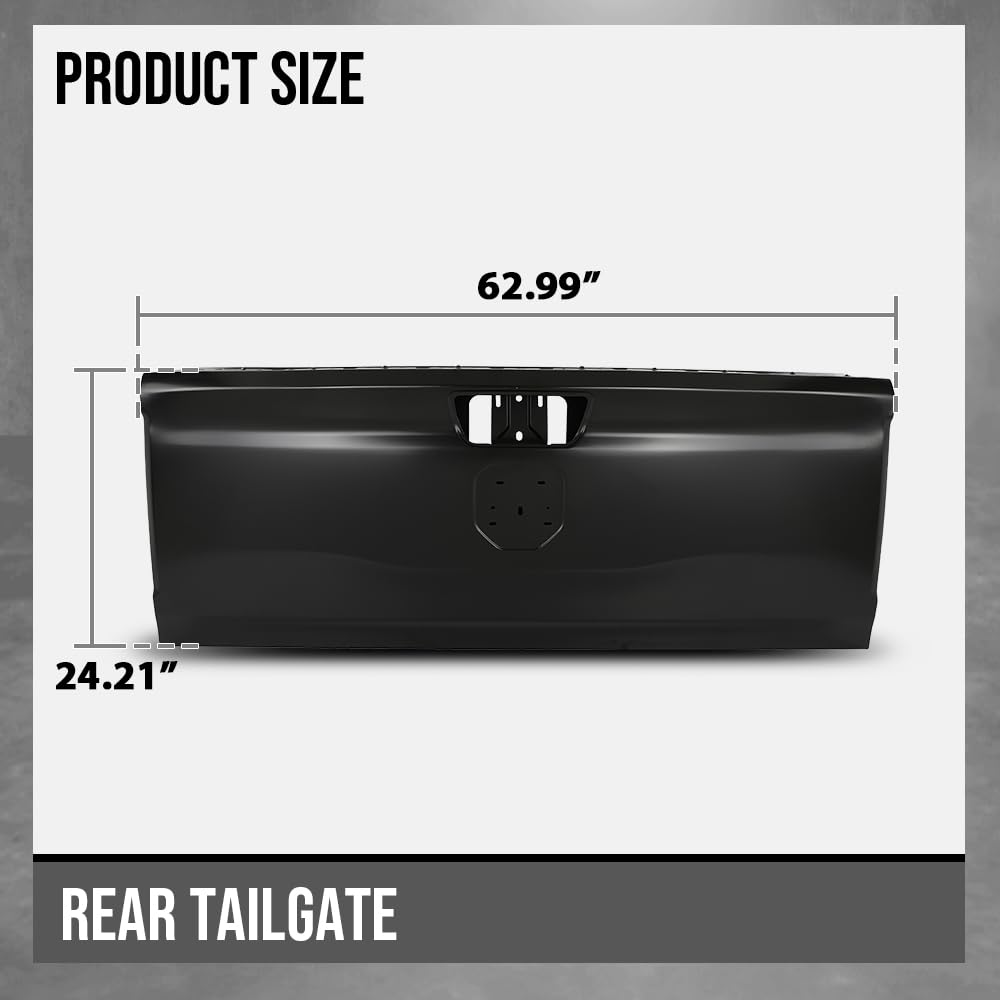 G-PLUS Rear Tailgate Fit Dodge Ram 1500 Pickup 2019-2024, Fit Use Without R-A-M Letters CH1900131, 68623973AA, 68278358AF, 68278358AE, 68278358AD, 68278358AC, 68278358AB, 170-10124 Painted Black