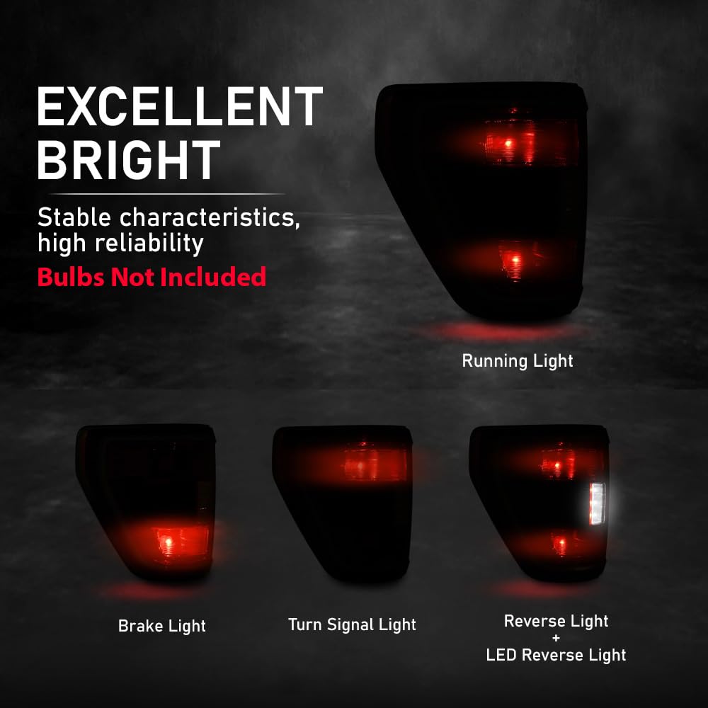G-PLUS LED Tail Light Rear Brake Lamp Left Compatible with Ford F150 XLT 2021-2023 w/Blind Spot Fit for w/Factory Incandescent Model Red Lens Luces TraserasAssembly