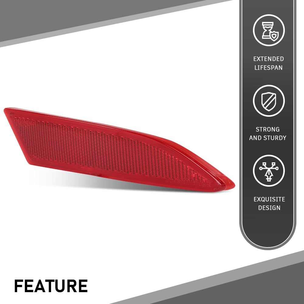 G-PLUS Rear Right Bumper Reflector, Compatible with Ford Focus S SEL Titanium 2012-2018, Passenger Side, FO1185101, BM5Z13A565A