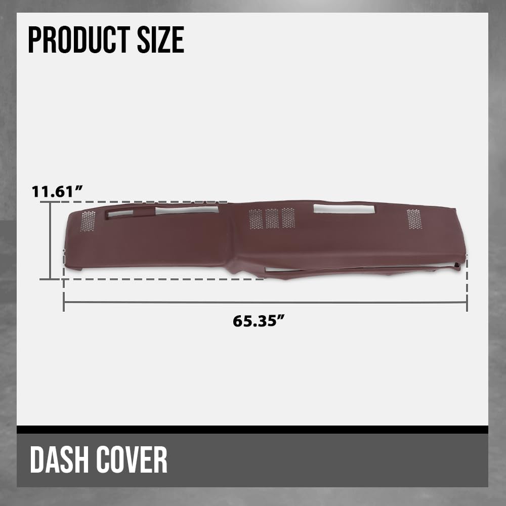 G-PLUS TPE Dash Cover Dashboard Compatible with GMC Chevy Full Size Pickup 1981-1987, Fit GMC Chevy SUV 1981-1991 Red