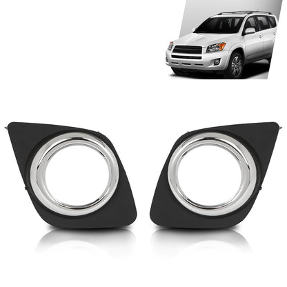 G-PLUS Front Bumper Fog Light Cover Trim Bezel Pair Compatible with Toyota RAV4 2009-2012 521270R040, 521280R040