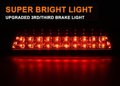 G-PLUS High Mount LED 3rd Brake Light Compatible with Chevy Silverado GMC Sierra 2014 2015 2016 2017 2018 Rear Tail Cargo Lamp Waterproof Chrome Housing Red Lens