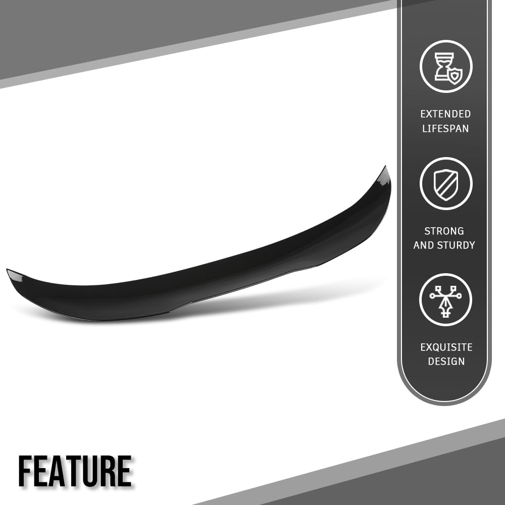 G-PLUS Rear Trunk Spoiler Wing Compatible with BMW F80 M3 Sedan All Model 2015 2016 2017 2018, Not Fit Convertible Models or GT or Wagon Model Gloss Black