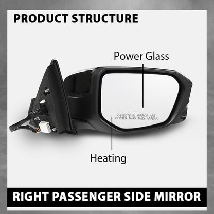 G-PLUS Power Heated View Camera Side Mirror w/ 11-Pin Right Passenger Side Compatible with Honda Civic Sedan 2016-2020 Manual Folding 76201TBAA11ZF 76208TBCA02ZA Glossy Black