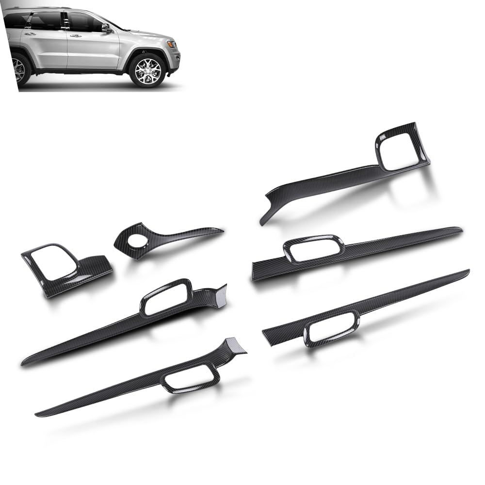 G-PLUS Dashboard Panel Trim Door Handle Trim Compatible with Jeep Grand Cherokee 2011-2021 7pcs Center Console Panel Trim & Inner Door Handle Trim