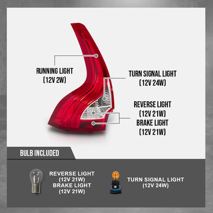 G-PLUS LED Tail Light Left Driver Side Compatible with Volvo XC60 2011-2017 VO2800104, 31323034 Tail Lamp Red
