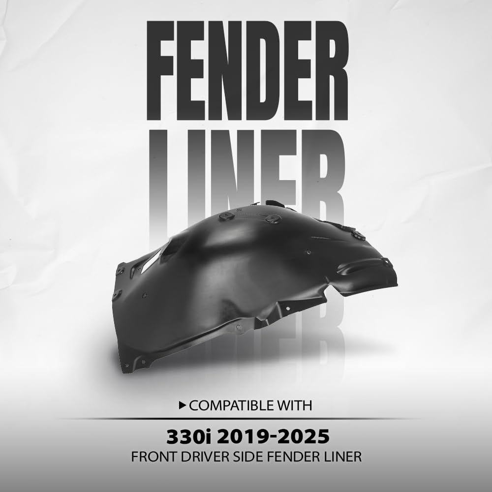 G-PLUS Front Driver Forward Fender Liner Compatible with BMW 330e Base 2021 2022 2023 2024 51717315729, BM1248161 Black