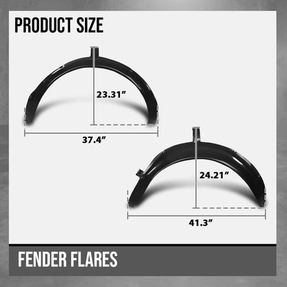 G-PLUS Fender Flares Front & Rear 4Pcs Compatible with Chevy Corvette C3 1968-1979 Black