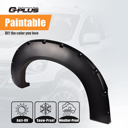 G-PLUS Fender Flares Compatible with 2011-2016 Ford F250 F350 Superduty Styleside Models Only fit 81.8" / 98.0" bed (NOT Fit Dually & Flareside Models) Pocket Rivet Smooth Matte Wheel Flares 4pcs