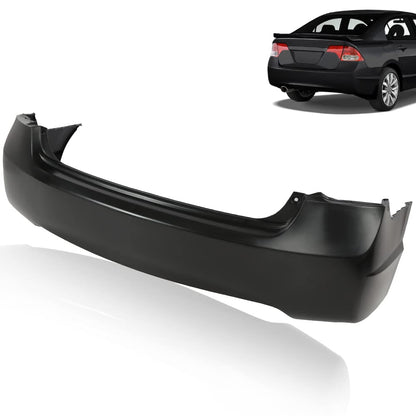 G-PLUS Rear Bumper Cover Compatible with Honda Civic Sedan 4dr 2006 2007 2008 2009 2010 2011, 04715SNAA90ZZ, HO1100235, Black