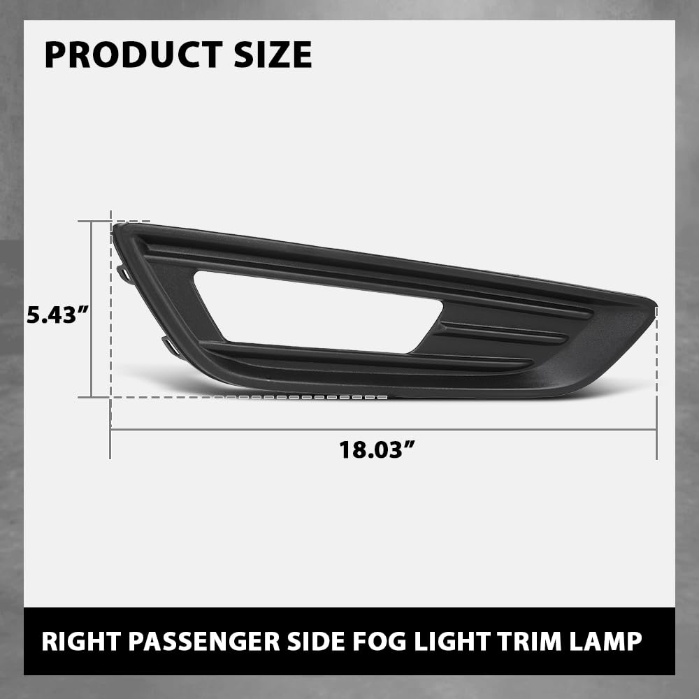 G-PLUS Fog Light Trim Cover, Compatible with Ford Focus 2015-2018, Passenger Side, F1EZ15266A, FO1039151 Black Right
