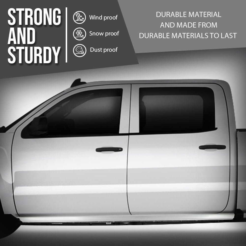 G-PLUS Rocker Panel Driver and Passenger Side Pair Compatible with Chevy Silverado GMC Sierra Pickup Truck Crew Cab 2014 2015 2016 Silver