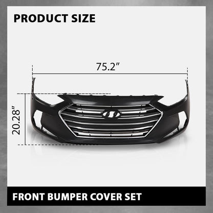 G-PLUS Front Bumper Cover Grille Set Compatible with Hyundai Elantra 2017-2018