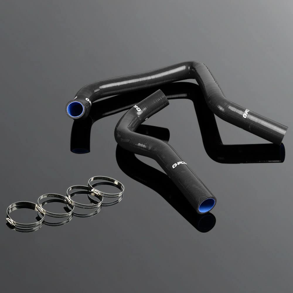 G-PLUS Silicone Radiator Coolant Hose Pipe Kit w/Clamps Compatible with Honda/Acura Integra DB8 DC2 B18C Type R 1994-2001 (Black 5 PCS)