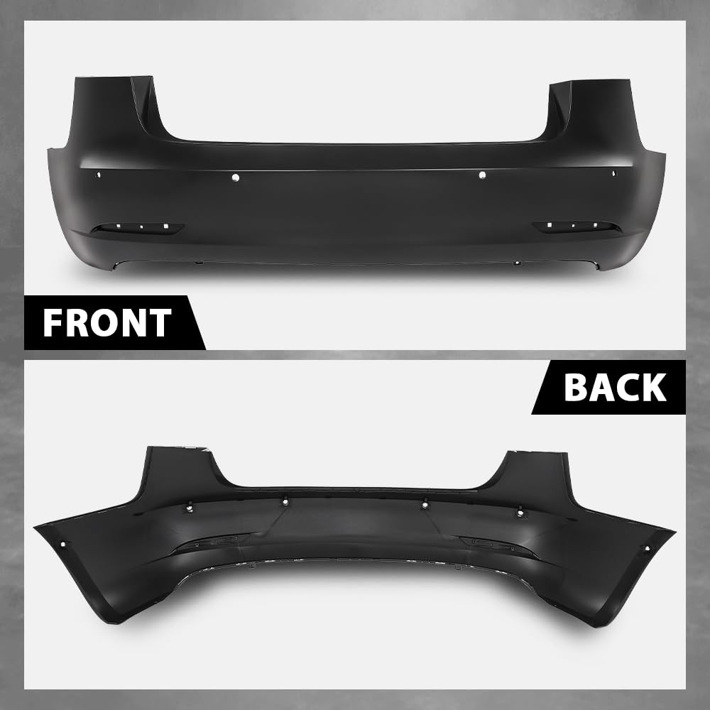 G-PLUS Rear Bumper Cover Compatible with Tesla Model 3 2017 2018 2019 2020 2021 2022 w/Sensor Holes, 1108905S0A, TA1100100, Black