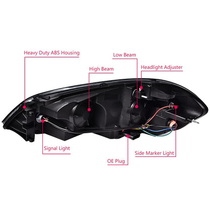 G-PLUS Headlights Assembly, Fit 2006-2007 Chevy Monte Carlo/2006-2013 Chevy Impala/2014-2016 Chevy Impala Limited Bumper Headlamps, Smoky Lens Black Housing Clear Reflector,faros delanteros