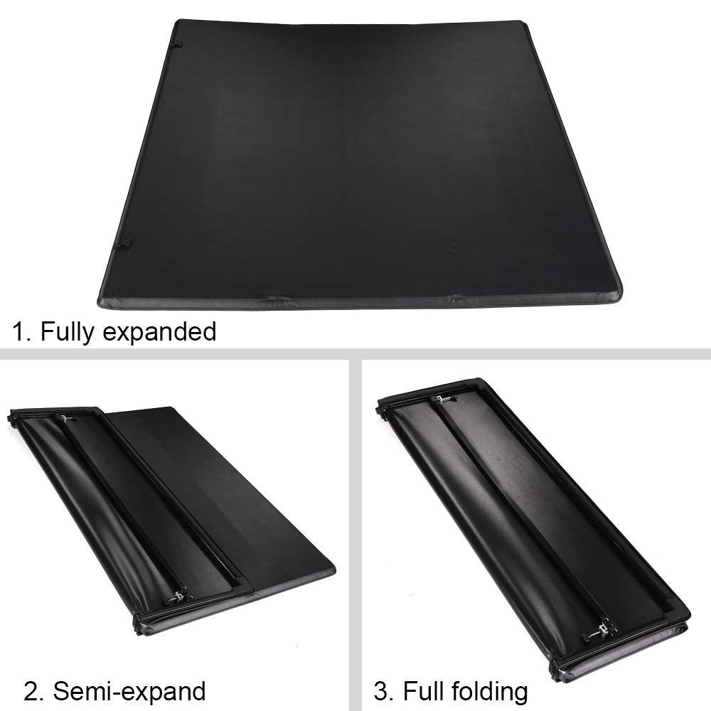 G-PLUS T3 Tri-Fold Soft Truck Tonneau Cover Replacement for 2005-2015 Toyota Tacoma Pickup | Double Cab 6Ft Short Bed | for Only Fleetside/Styleside Bed Models