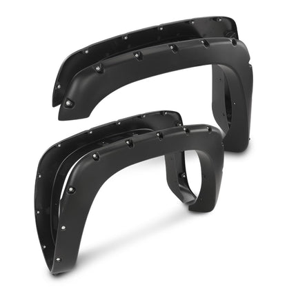 G-PLUS Fender Flares Compatible with 1999-2006 Chevy Silverado/1999-2006 GMC Sierra (Incl. 2007 Classic Models/Not fit Dually & Step-side models) Front Rear Smooth Rivet Wheel Protector Vent Trim