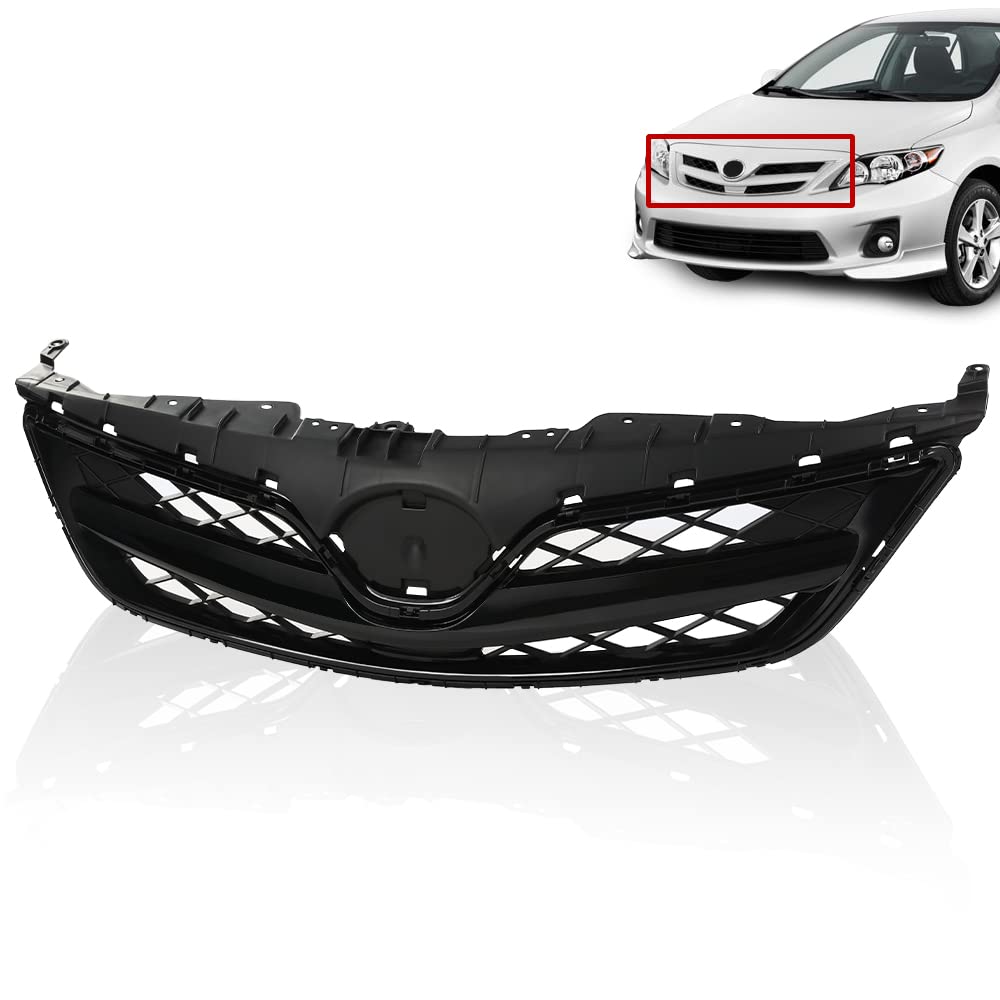 G-PLUS Front Center Bumper Grille Compatible With Toyota Corolla 2009-2010 Lower Grill Insert Replacement Textured Black TO1036111 5311202120