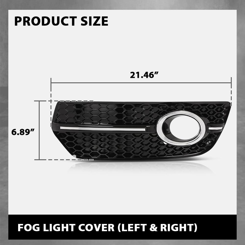 G-PLUS Pair Front Fog Light Cover Bezel, Compatible with Audi Q5 2009-2012, LH Driver & RH Passenger 2PCS, Gloss Black, 8R0807682A01C, 8R0807681A01C
