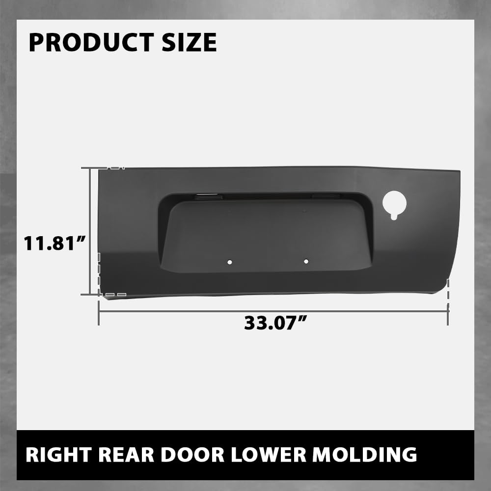 G-PLUS Right Passenger Rear Door Lower Molding Compatible with Ford Transit/Transit-150/Transit-250/Transit-350 2015-2019, Without Camera Hole CK4Z-99425B28-BB
