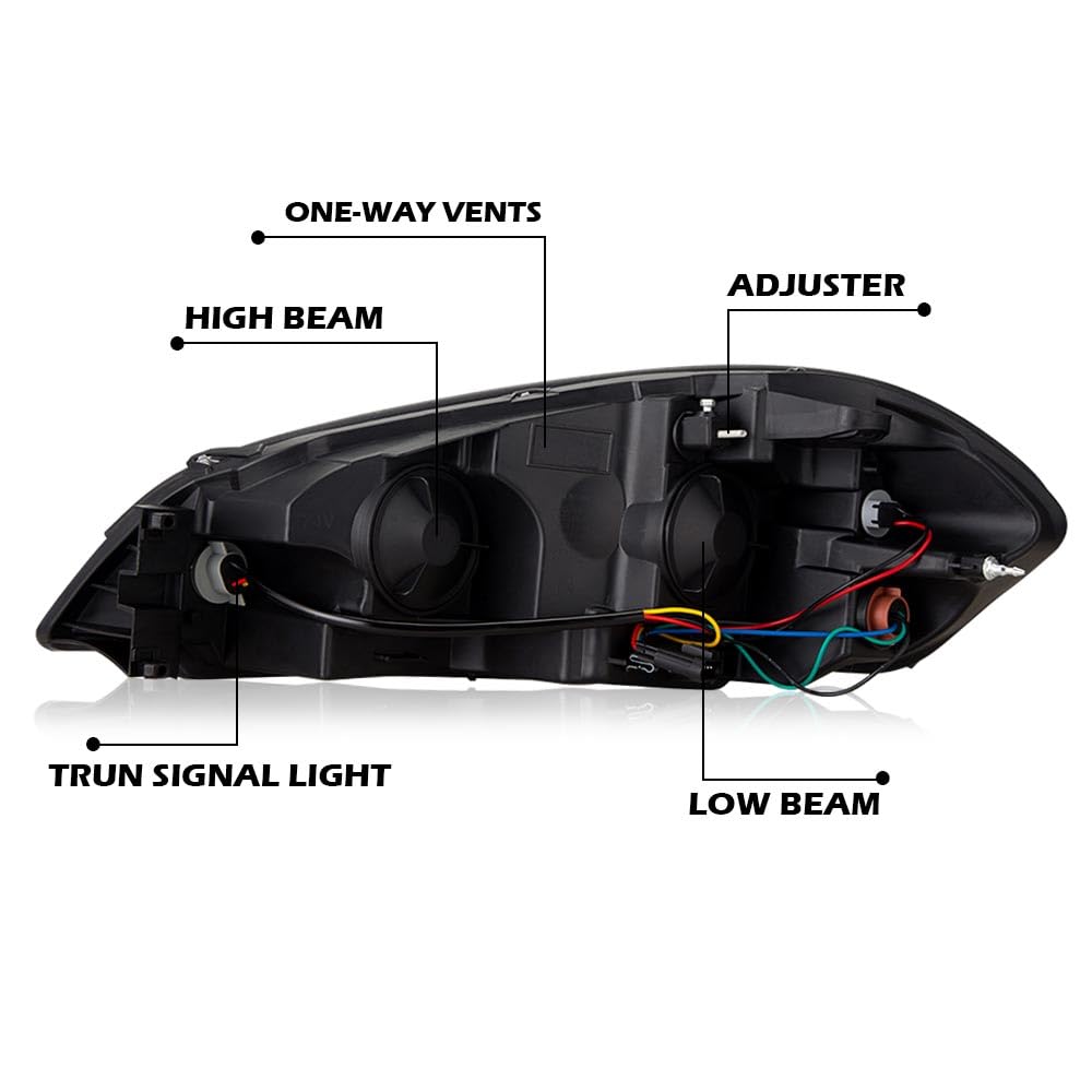 G-PLUS LED Headlights Assembly Fit Chevy Monte Carlo 2006 2007/Chevy Impala 2006-2013/Chevy Impala Limited 2014-2016 DRL Corner Headlamps Clear Lens Chrome Housing Amber Reflector,faros delanteros