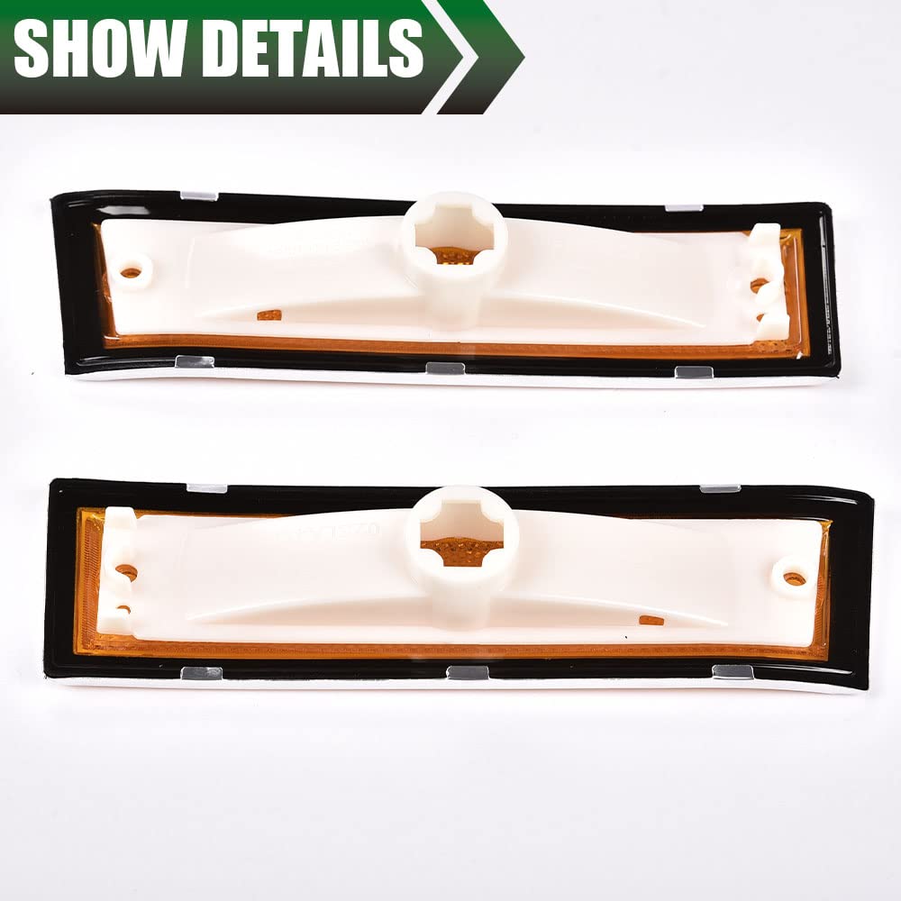 G-PLUS Front Side Marker Lights Assembly Compatible With 1981-1991 Chevy Blazer/GMC Jimmy C/K R Pickup,915557,915558 Side Chrome Bezel Marker Lamps Pair (Orange Lens)