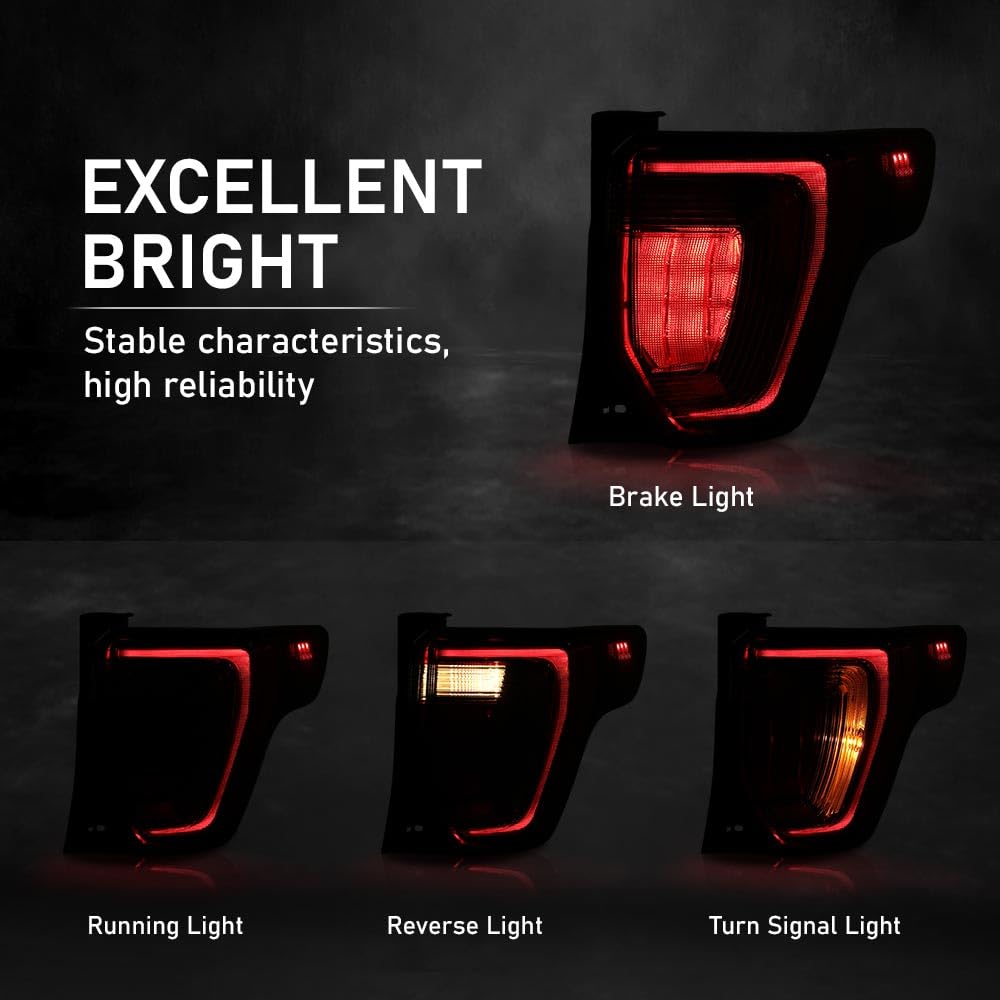 G-PLUS Tail Light Assembly Rear Brake Lamp Right with Wiring Harness & Bulb Compatible with Ford Explorer 2016-2019 FB5Z13404G Faros Traseros Luces Traseras