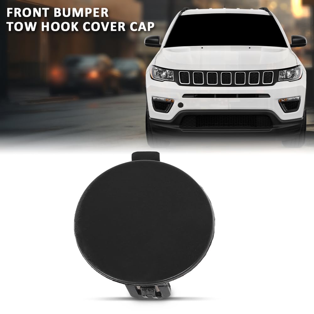 G-PLUS Black Front Bumper Tow Hook Eye Cap Cover Compatible with Jeep Compass 2.0L 2.4L 2017-2021 5SY62TZZAB