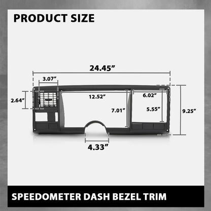 G-PLUS Speedometer Dash Bezel Tirm Panel Compatible with Chevy Silverado GMC Sierra Truck 1988 1989 1990 1991 1992 1993 1994 (Black ABS Plastic)