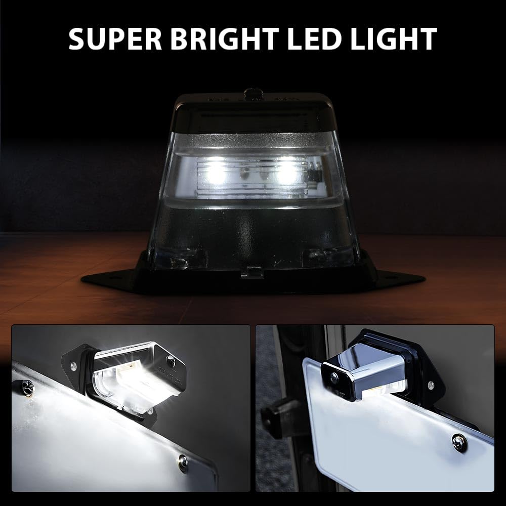 G-PLUS LED License Plate Light Compatible with Boat Trailer UTV ATV Universal 12V DC Surface Mount Chrome