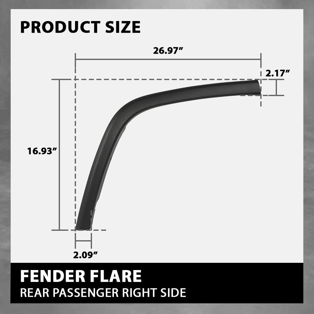 G-PLUS Rear Right Passenger Side Compatible with Jeep Grand Cherokee 2011-2021 Wheel Opening Molding Arch Trim 1MP34RXFAH Black