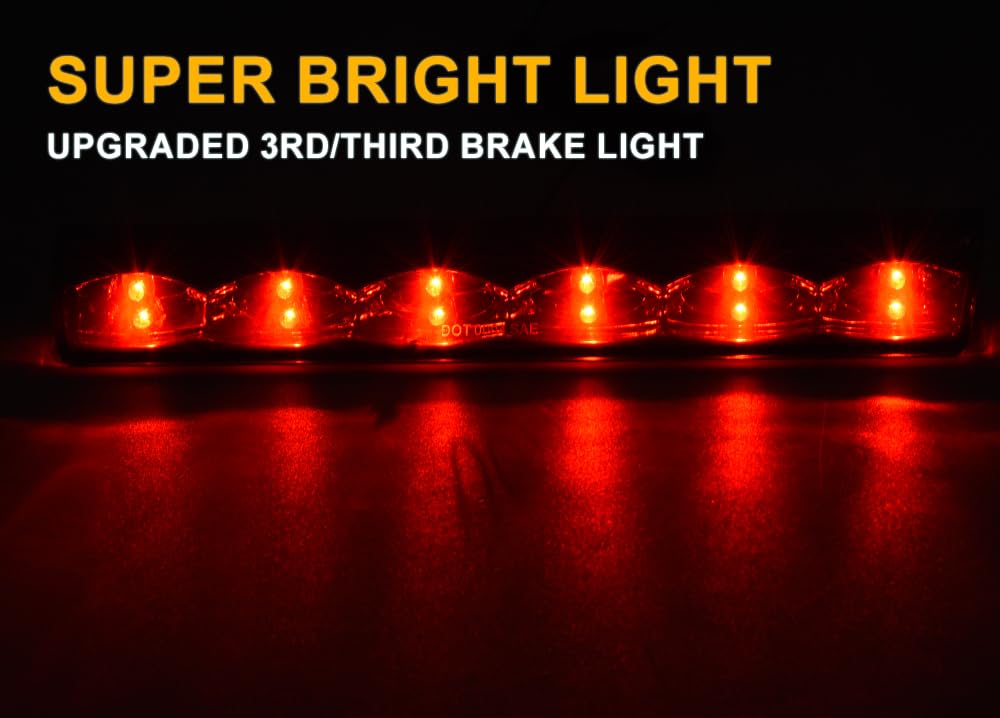 G-PLUS Red Lens LED 3rd Brake Light Fit Leer, ARE, Century, Jason and Astro LED Recessed 3rd Third Brake Light Lamp AT-LED-36R Chrome Housing