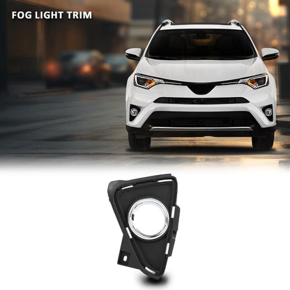 G-PLUS Fog Light Bezel Lamp Trim w/Chrome Left Driver Compatible with Toyota RAV4 2016-2018 520400R030
