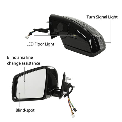 G-PLUS Rear View Side Mirror w/Blind Spot Driver and Passenger Side Compatible with Benz M GL Class ML63 ML350 ML300 ML500 W164 X164 GL350 GL450 GL550 2005-2011 1648105193 1648104693 Black