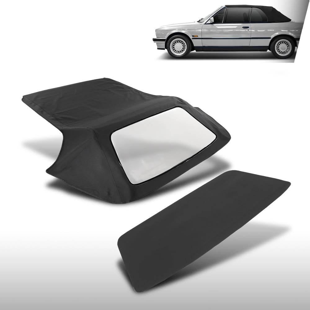 G-PLUS Convertible Soft Top Replacement & Clear Window Compatible with BMW 3-Series E30 Convertible 1986-1993 Black