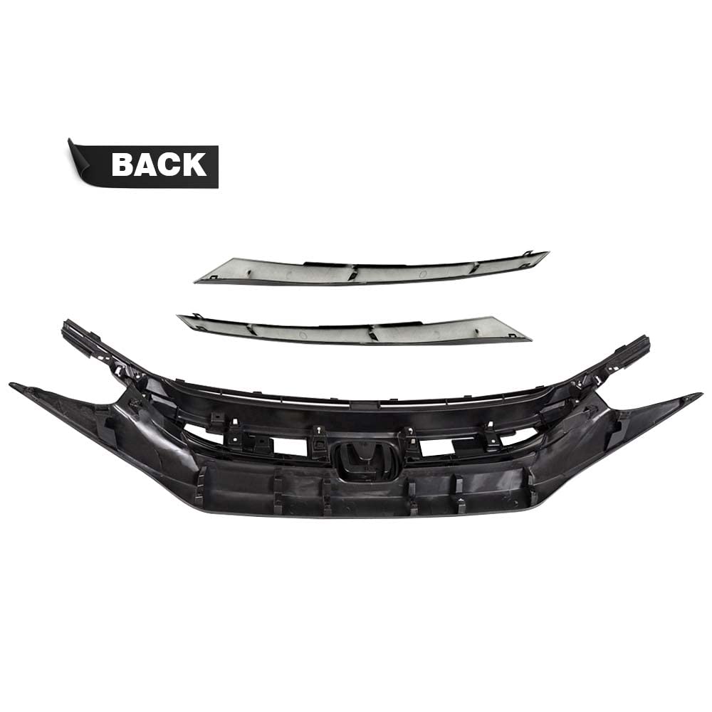 G-PLUS Front Bumper Grille w/Eye Lid Compatible with Honda Civic 10th Gen 2016 2017 2018 Front Upper Hood Grill Factory Style ABS Plastic