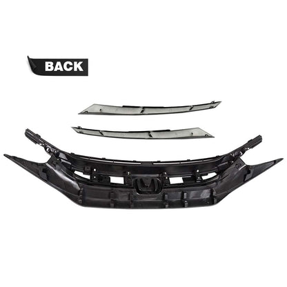 G-PLUS Front Bumper Grille w/Eye Lid Compatible with Honda Civic 10th Gen 2016 2017 2018 Front Upper Hood Grill Factory Style ABS Plastic