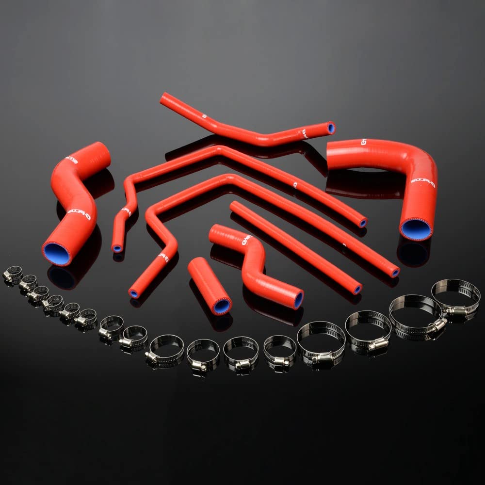 G-PLUS Silicone Radiator Coolant Tube Kit Clamps Compatible With 1996-2000 SUBARU IMPREZA GC8 GF8 STI EJ20 WRX Red