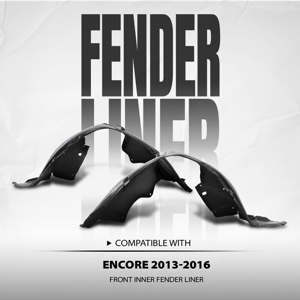 G-PLUS Front Inner Fender Liner LH+RH Fit Buick Encore Sport Touring 2016, Fit Buick Encore (submodel: Base, Convenience, Leather, Premium) 2013-2016 42454596, 95422561 Black