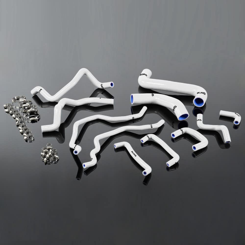 G-PLUS Silicone Radiator Coolant Hose Kit Clamps Compatible With Subaru Impreza STI MK10 GRB GH 2008 2009 2010 2011,White