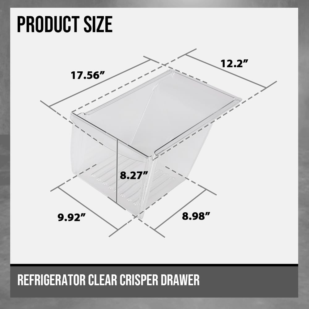 G-PLUS Crisper Drawer Pan 2PCS Compatible with Frigidaire, Kenmore, Crosley, Westinghouse, Gibson, Kelvinator 240337102, 240337108, 891037 Clear