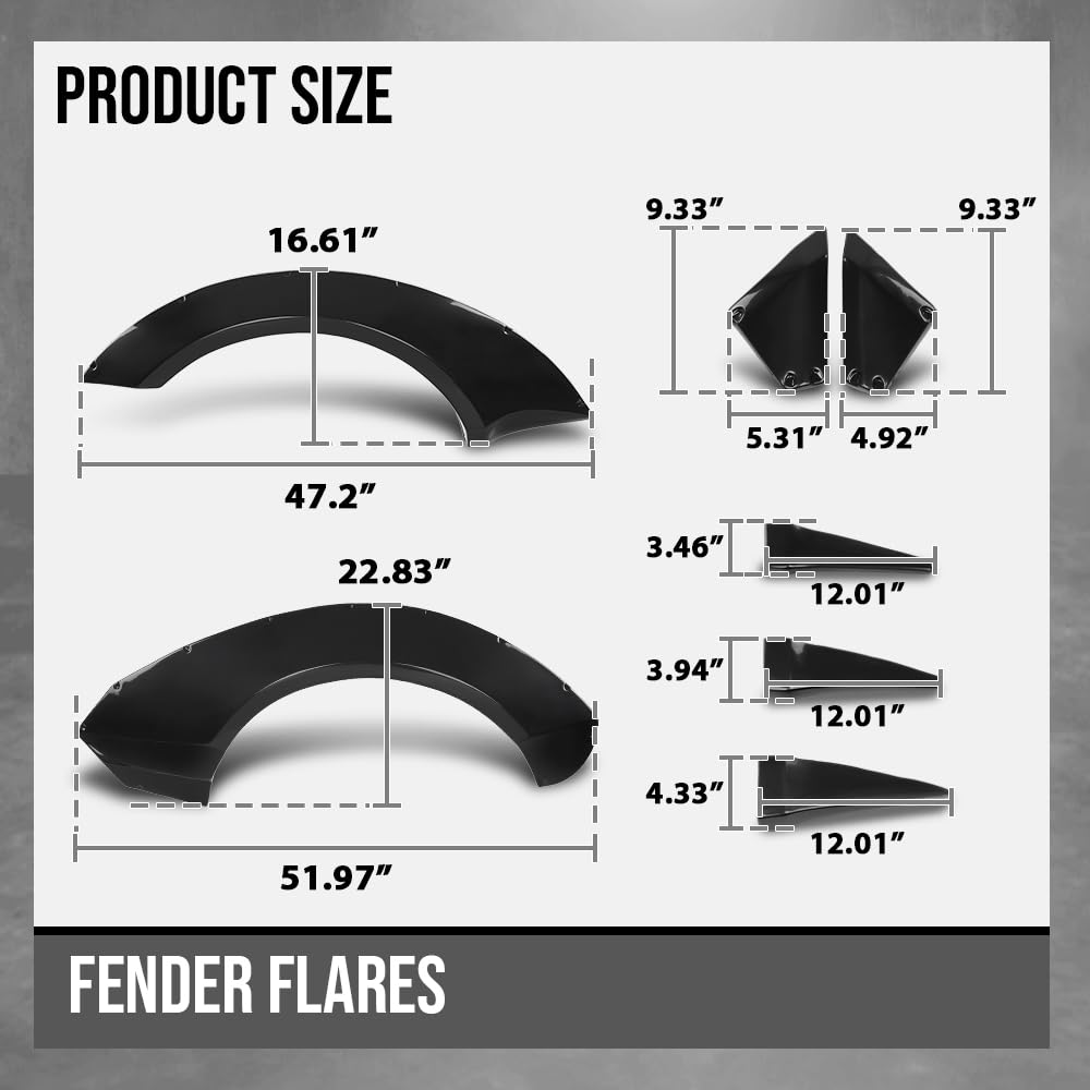 G-PLUS 4pcs Fender Flares with Front Canards Compatible with Chevy Camaro ZL1 Only 2010 2011 2012 2013 2014 2015 MB Style Black