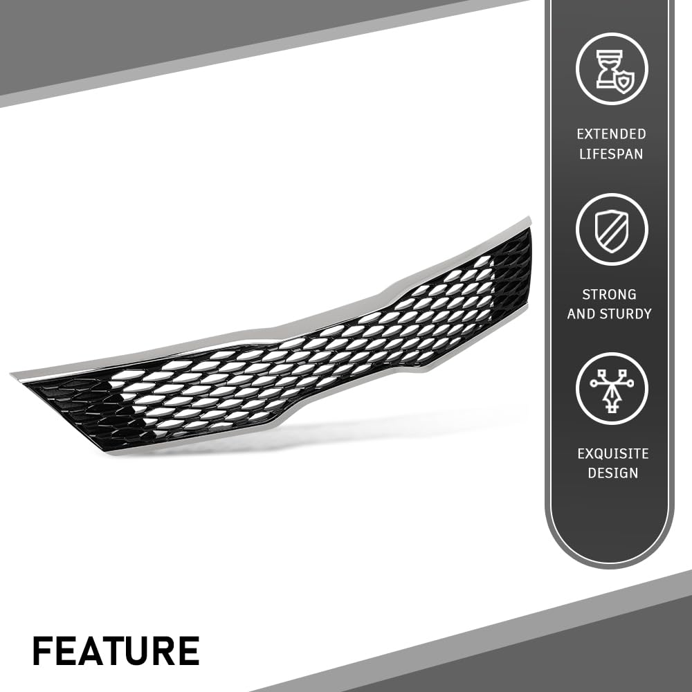 G-PLUS Front Upper Bumper Grille Assembly, Compatible with Kia Optima SX SXL Turbo 2016 2017 2018, Chrome