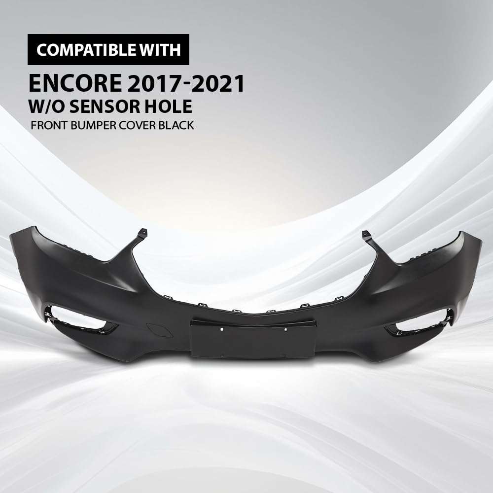 G-PLUS Front Bumper Cover Compatible with Buick Encore 2017 2018 2019 2020 2021 w/o Sensor Hole, GM1014128, Primed Black