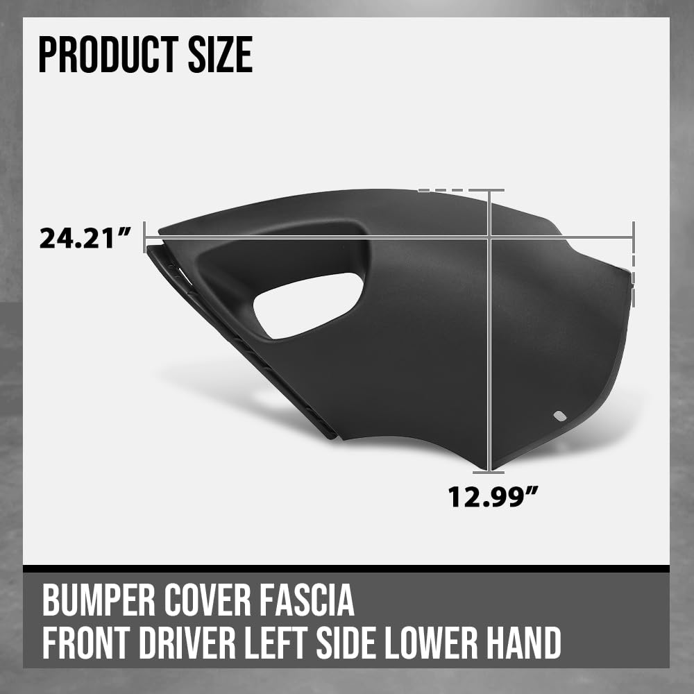 G-PLUS Bumper Cover Fascia Front Driver Left Side Lower Hand Compatible with Volvo XC90 3.2 2007-2014 Fit Volvo XC90 V8 2007-2011 30678950, VO1016102 Black